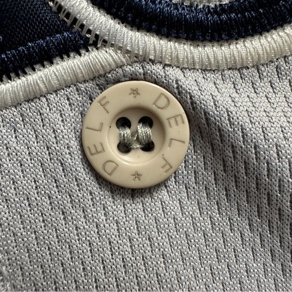 🆕 DELF Button-Down Mesh New York Gray Baseball Short Sleeve Jersey L - Picture 7 of 13